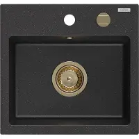 Mexen Evier en granit Milo 1 435 x 410 mm, noir/argent métallisé, + siphon or (6505441000-73-G)