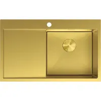 Mexen Exar évier en acier 1 bac avec égouttoir droit 780 x 480 mm, doré - 6434781010P-55