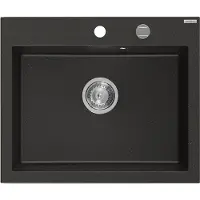 Mexen Elix évier granit 1 bac 600 x 500 mm, noir/or métallisé, siphon chrome - 6525601005-75