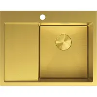 Mexen Exar évier en acier inoxydable 1 bac avec égouttoir droit 620 x 480 mm, doré HC - 6432621005P-55HC