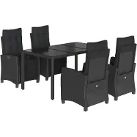 vidaXL Ensemble de jardin 5 pièces avec coussins Noir Poly Rattan