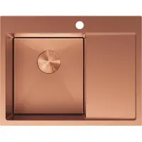 Mexen Exar évier en acier inoxydable 1 bac avec égouttoir gauche 620 x 480 mm, cuivre - 6431621005L-65