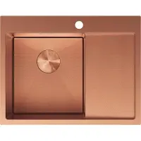 Mexen Exar évier en acier 1 bac avec égouttoir gauche 620 x 480 mm, cuivre HC - 6431621005L-65HC