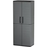 Tood Armoire haute – – 2 portes + 3 étagères en polypropylène – 68 x 37 x H 163 cm – Gris