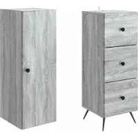 vidaXL Ensemble de 2 armoires , gris Sonoma, 34,5 x 34,5 x 90 cm, aggloméré