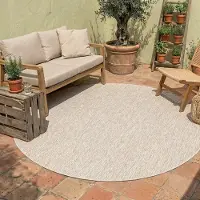 NATURL. Tapis d'extérieur rond - Costa Sable | Ø 100 cm | Rond | Tissage plat
