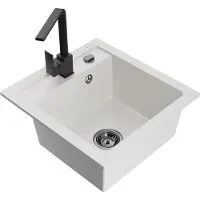 Mexen Évier Vito en granit 1 bac avec mitigeur Rita, blanc (6503-20-670300-70)