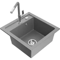 Mexen Évier 1 bac en granit Vito avec mitigeur Flora, gris (6503-71-670401-06)