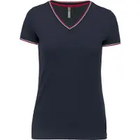 Kariban T-shirt maille piqu?e col V femme Navy/Red/White - Kariban K394 - Taille 2XL