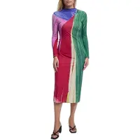 Desigual Robe bleu roi / pétrole / mandarine / rose foncé
