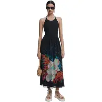 Desigual Robe vert / rose / noir / blanc