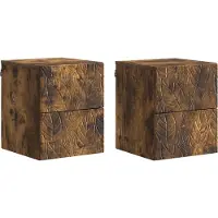vidaXL Cabinet de chevet mural 2 pcs Chêne fumé 34,5 x 33 x 40 cm