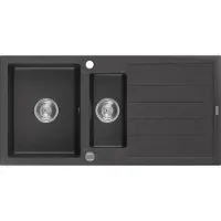 Mexen Andres évier en granit 1,5 bac avec égouttoir 1000 x 500 mm, noir tacheté - 6515101510-76
