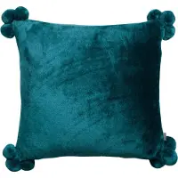 Vivaraise Housses de coussins TENDER POMPONS - Bleu - 45x45 cm