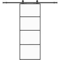 vidaXL Porte coulissante avec ferrure noire 76x205 cm verre ESG