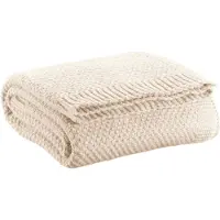 Vivaraise Plaid tricot recyclé Danilo ivoire - 130 x 160 cm