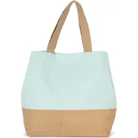 Kimood Sac shopping en toiles de coton & jute Ice Mint/Natural - Kimood KI0235 - Taille One Size
