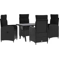 vidaXL Ensemble de table d'extérieur , 5 pièces, noir, en polyrotin