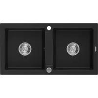 Mexen Mario Évier 2 cuves en granit 820 x 436 mm, Noir - 6504822000-77