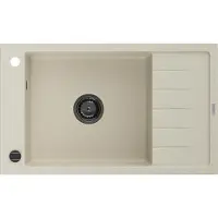 Mexen Elias Evier 1 bac en granit avec égouttoir 795 x 480 mm, Beige, siphon Black - 6511791005-69-B