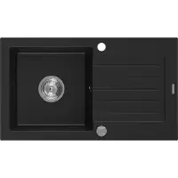Mexen Pablo Evier 1 bac en granit avec égouttoir 752 x 436 mm, Noir - 6510751010-77