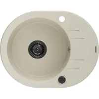 Mexen Kevin Évier en granit 1 cuve avec égouttoir 586 x 458 mm, Beige, siphon Black - 6517581005-69-B