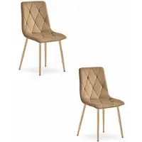 Leobert Chaise - - Libra - Velours Marron/Pieds Bois - 45 X 54 X 86,5 Cm - Lot De 2