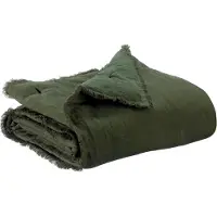 Vivaraise Plaid Uni En Coton Olive 135 X 200