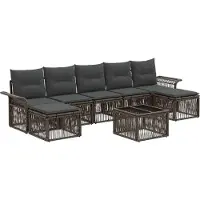 vidaXL Ensemble de canapés de jardin , 8 pièces, gris, en résine tressée