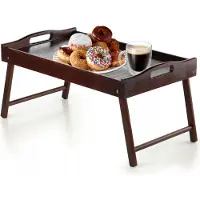 Kadax Table de lit "Solia", en pin, plateau de service, plateau repas, table pour ordinateur portable, brun foncé