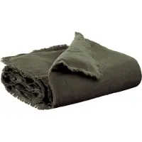 Vivaraise Édredon uni en lin olive 85 x 200