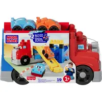 Mega Bloks First Builders Builders Toddler Blocs Blocs Toy Set Build & Race Rig avec 19 pi ces 2 voitures de course et rangement Red 1 ans et plu