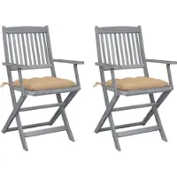 vidaXL Chaises de jardin pliantes 2 pcs. avec coussins en bois massif d'acacia