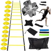 VOLCAN Football Training Equipment Set - Training Gear - Training Hats - Pawns - Speed Ladder - Cones - Resistance Bands - Resistance Parachute - Baltrainer - Incl. carrying bag