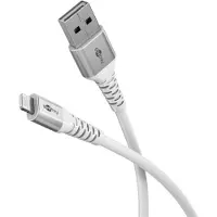 Goobay 74513 Lightning vers USB-A Câble textile super doux avec connecteurs métalliques, 3 m, 3 m, blanc - Câble de charge et de synchronisation élégant et extra-robuste, MFi, pour Apple