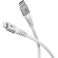 Goobay 74518 Lightning vers USB-C Câble textile supersoft avec connecteurs métalliques, 0,5 m, 0.5 m, blanc - Câble de charge et de synchronisation élégant et extra-robuste, MFi, pour