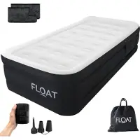 Float VersaVento - Lit gonflable 1 personne avec pompe électrique intégrée - Gonflage rapide en 3 minutes - 2 sacs de rangement en velcro, sac de transport et kit de réparation inclus - 194 x 99 x 45