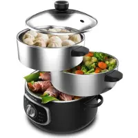 Cecotec Cuiseur à Vapeur électrique Vapovita 3000 INOX, 3 paniers indépendants, Bol de Cuisson du Riz, Supports de Cuisson des