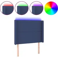 vidaXL Tête de lit LED bleue 93x16x118/128 cm Tissu