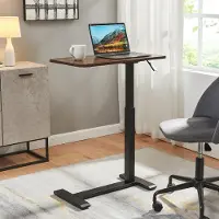 En.casa Table pour ordinateur portable 'Klirg' réglable en hauteur, à roulettes, 66-92 x 68 x 36 cm, aspect noyer / noir