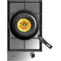 Cecotec Plaque de cuisson gaz Bolero Squad G 1400F, 1 feu, 3,4 kW, en acier inoxydable, avec grilles en fonte et brûleur adapté aux woks
