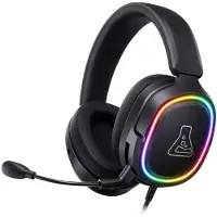 The G-Lab Casque gaming RGB avec fil - - KORP MERCURY - Revêtement en tissu - Microphone rétractable - Son stéréo - Compatible avec toutes les plateformes