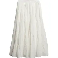 Superdry pour femme. W7210412A Jupe Tiered Maxi blanc cassé (XXS), Casuel, Coton