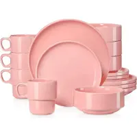 Happyment Fiorenza Service de table - 48 pièces - 12 personnes - Baby Rose - Assiettes - Service de table - Assiettes creuses - Assiettes petit déjeuner - Servies - Ustensiles de cuisine