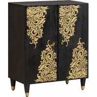 vidaXL Buffet Noir 60 x 33 x 75 cm Bois de mangue massif