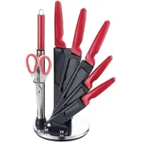 Michelino Set de 8 couteaux professionnels Bloc de couteaux très haute qualité auto-affûtantCouteau Set de couteaux de cuisine Couteau de chef rouge