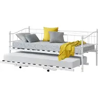 En.casa Lit de jour métallique Skutskär 90x200cm Canapé-lit avec couchette extensible Canapé-lit couchette blanc
