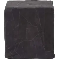 Homescapes Pouf patchwork noir - Cube d'assise en cuir recyclé, 36x38 cm