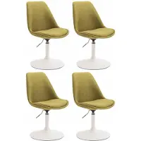 CLP - Ensemble de 4 chaises de salle à manger Maverick, revêtues en tissu, pivotantes et à hauteur réglable, de couleur verte, avec une structure blanche