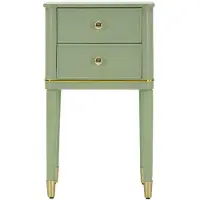 Mauro Ferretti Table De Chevet Camille Green 40 Cm - Pin Et Mdf, Style Shabby Chic, Design Raffiné Pour La Chambre, Finition Dorée - 142913000V